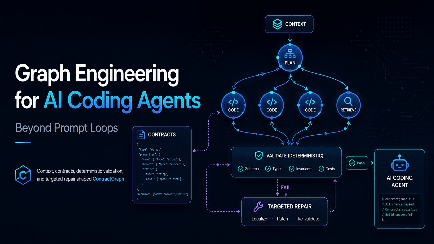 Agent graph with plan, code, and retrieve nodes feeding a deterministic validation step